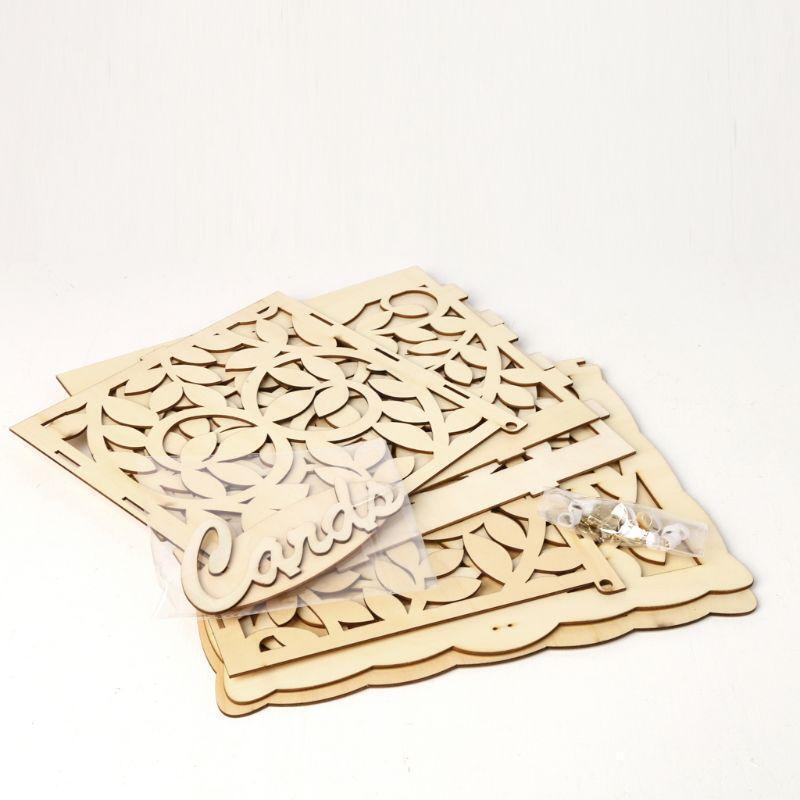 DIY Wedding Gift Leaf Wooden Card Money Box Case With Lock Rustic Beautiful