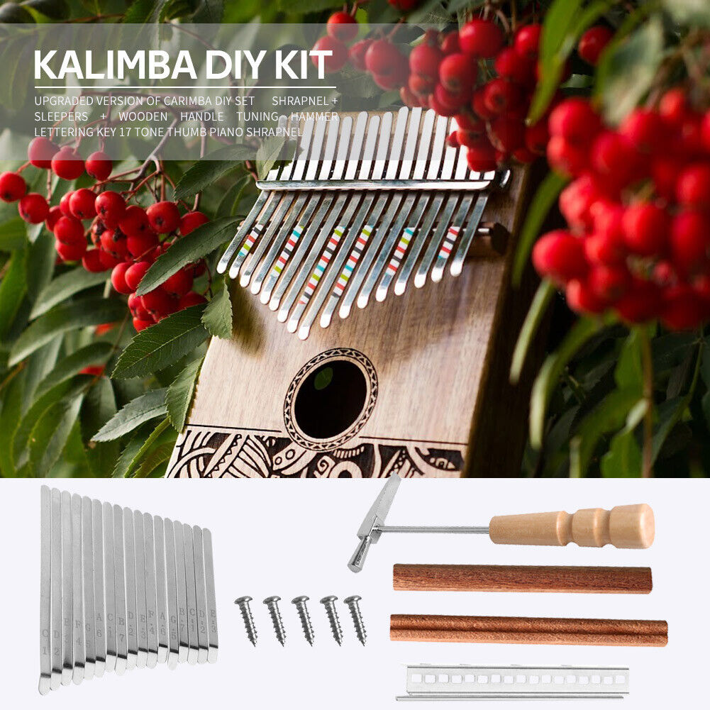 17 Keys Kalimba DIY Replacement Parts with Keys Bridge Tuning Hammer Kit