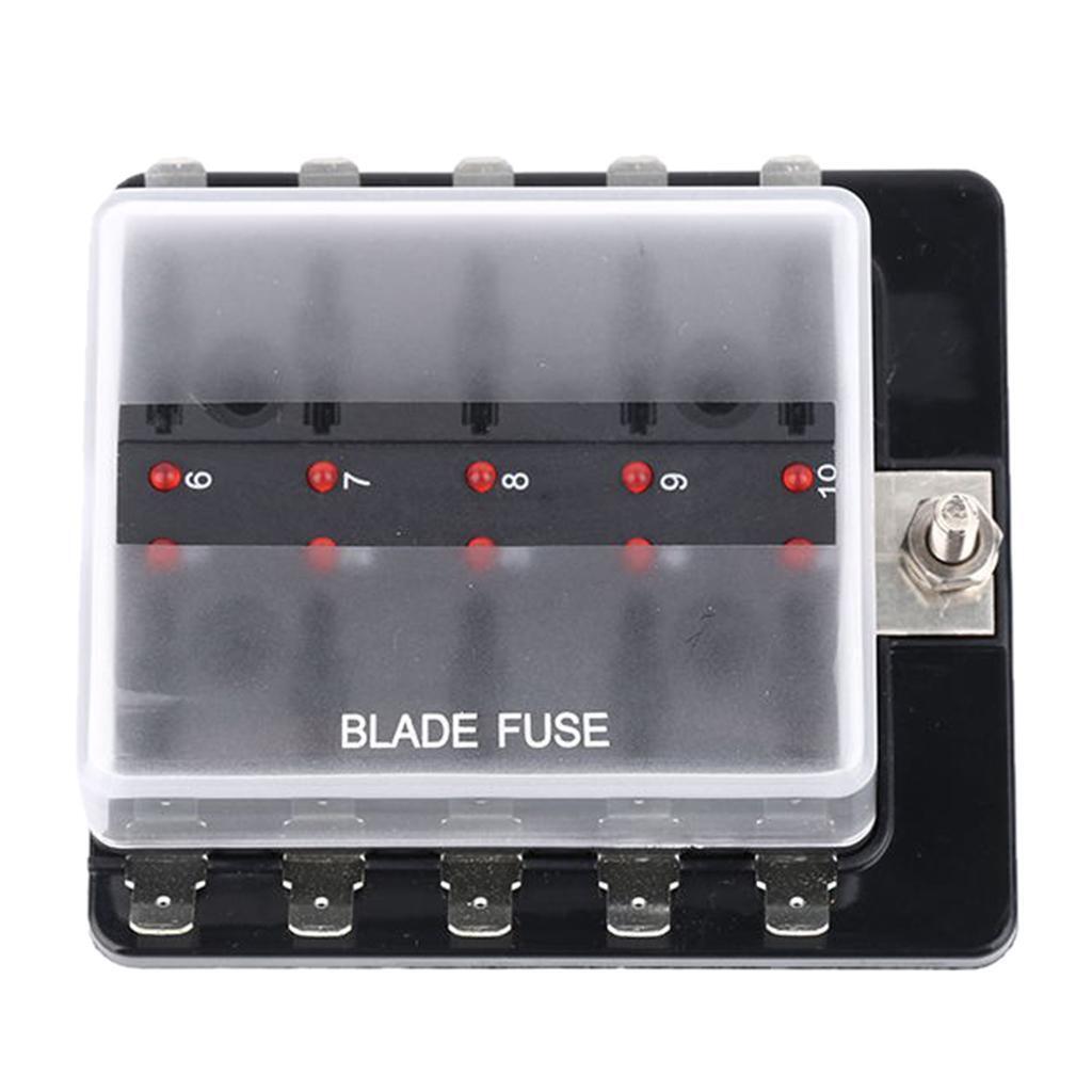 Fuse Box Blade Fuse Block Holder LED Indicator Waterpoof Cover for Automotive