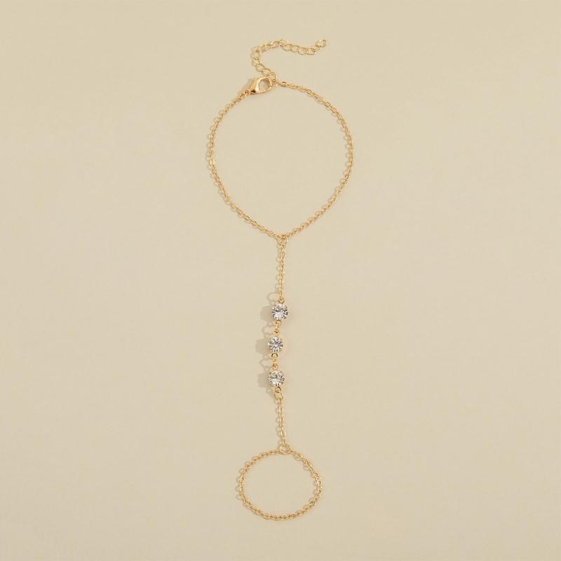 Sparkling Rhinestone Bracelet Slave Finger Ring Hand Harness Charm Jewelry
