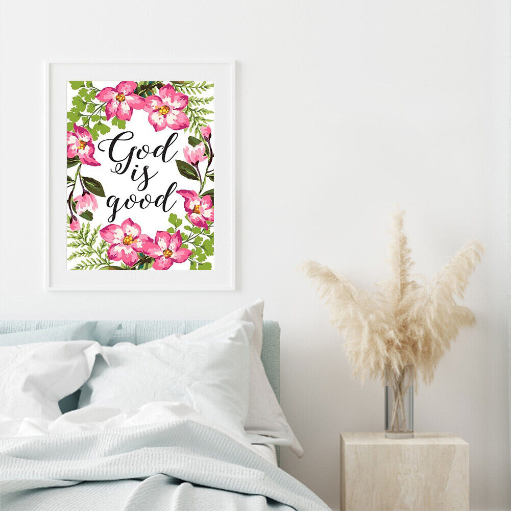 5D Full Round Drill Diamond Painting Flower and Letter Mosaic Kit Pictures
