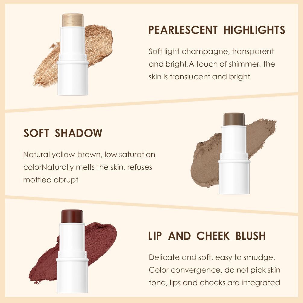 Stick Bronzer Contour Blush Stick Highlighter Makeup Sticks Set Face Concealer