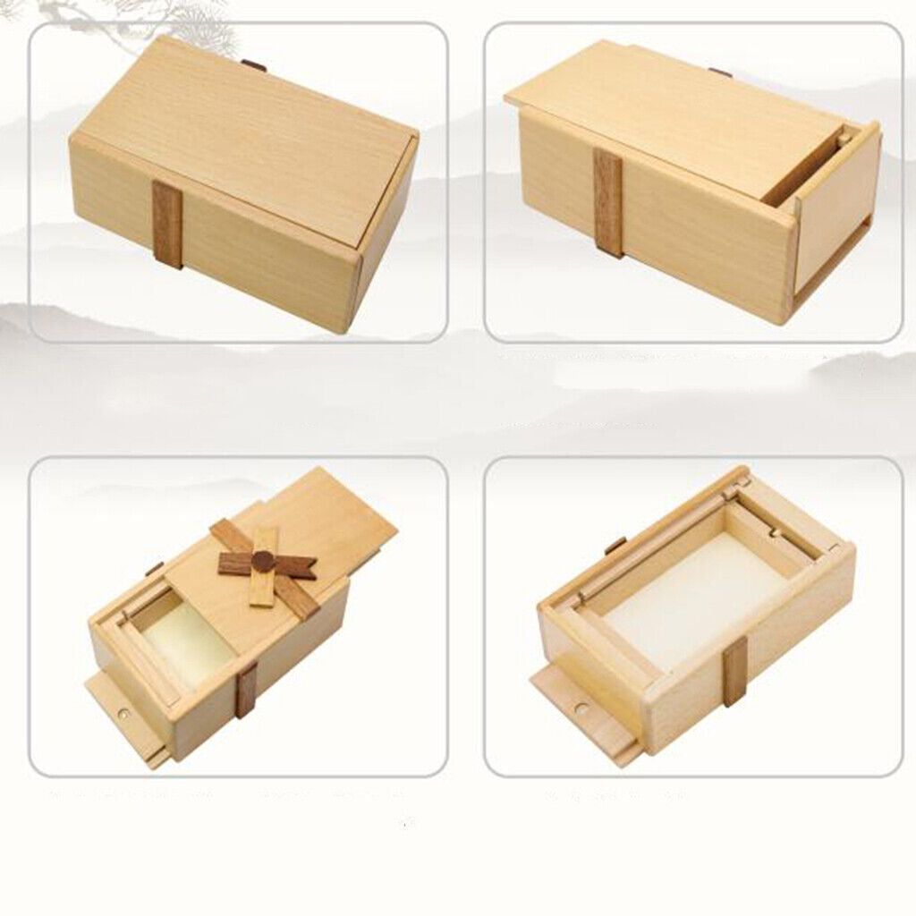 Wooden  with Hidden Compartments Brain Teaser Jewelery Money Box