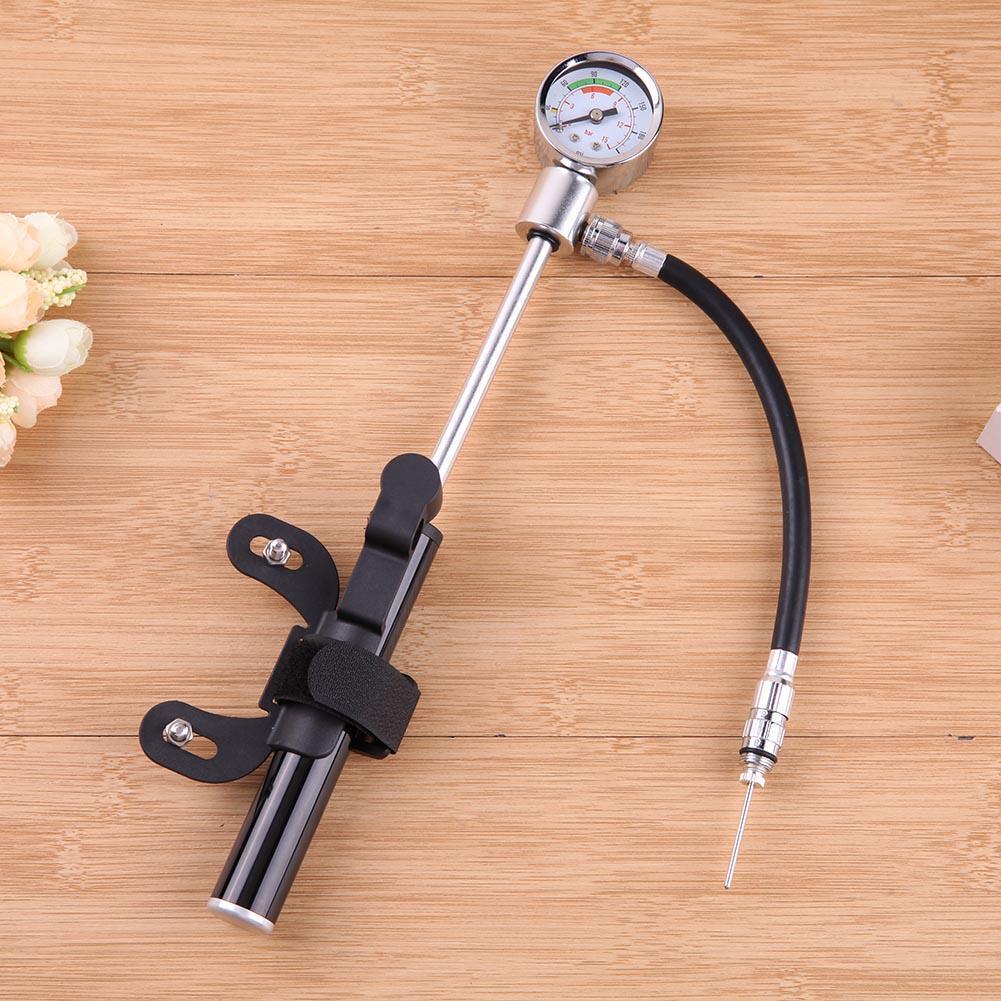 Bicycle Pump With Gauge High Pressure Meter Shock Hand Bike Air Inflator
