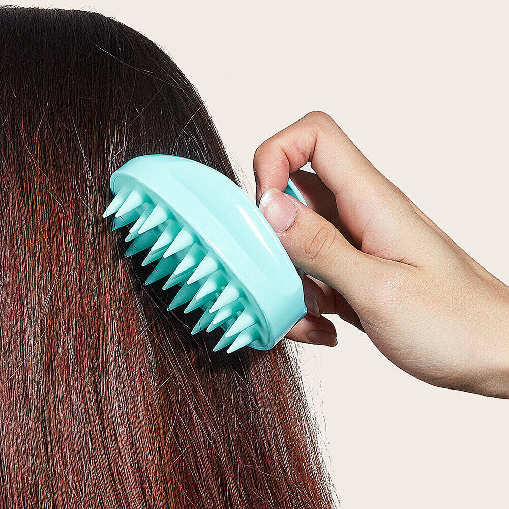 Silicone Head Smooth Hair Massage Brush Bath Scalp Stimulate (Lake Blue)