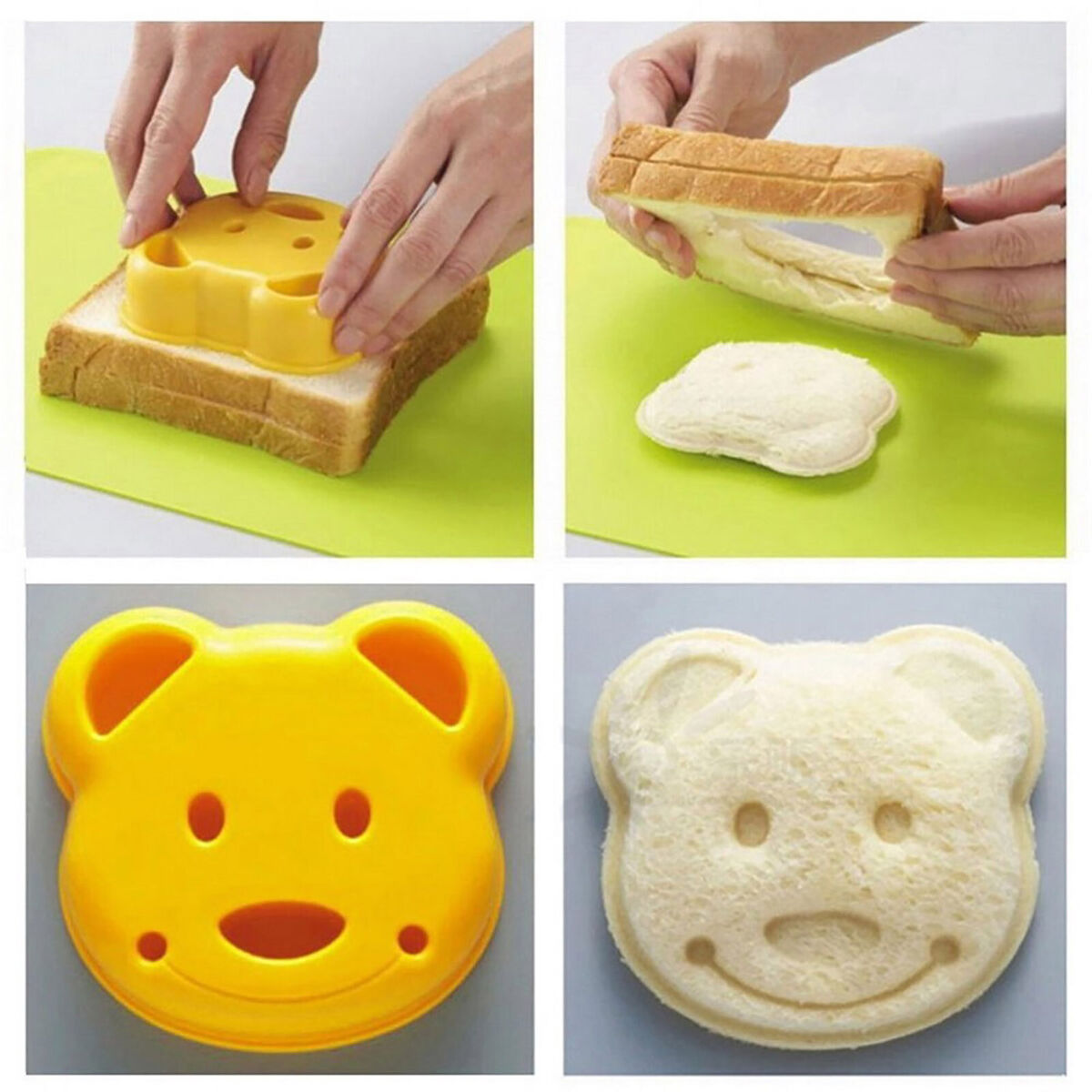 Sandwich Cutter - Cartoon Bear Shape Bread Sandwich Mold Cutters (Yellow)