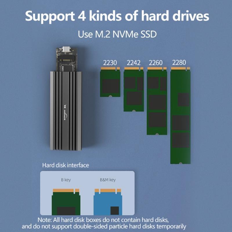 Blueendless HDD Case Box 1000Mb/s USB3.1 to M.2 NVME M-KEY Hard Disk Enclosure