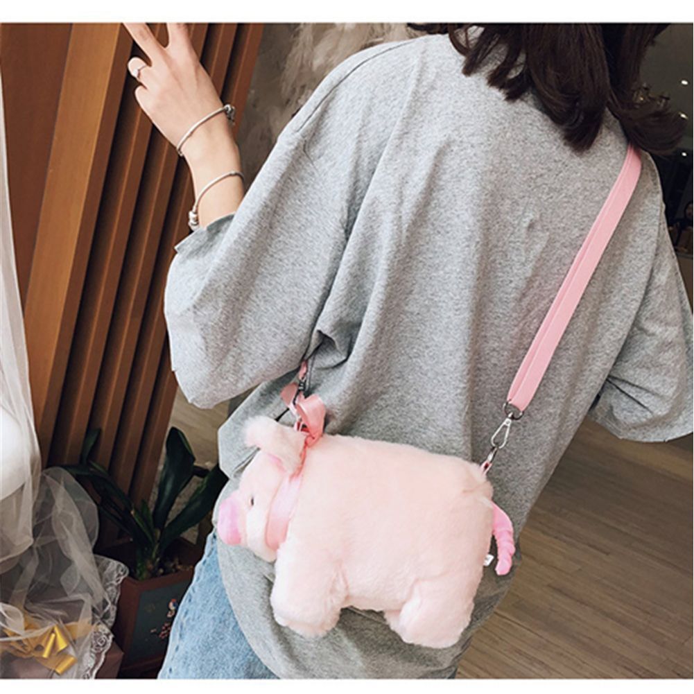 Bag Pink Pig Plush Bag Fluffy Plush Bag Soft Shoulder Bag Animal Crossbody Bag