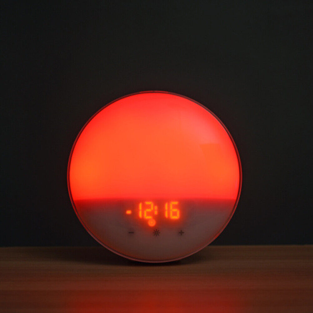 Smart Wake Up Light Digital Clock 7 Colors Sunrise Sunset FM Radio LED Lamp