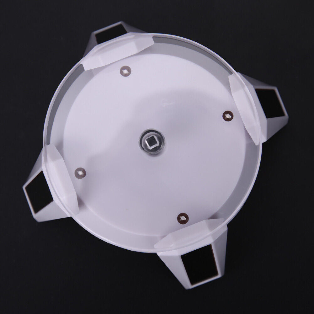 Solar Powered 360 Degree Jewelry Rotating Display Stand Turn Table LED Ligh