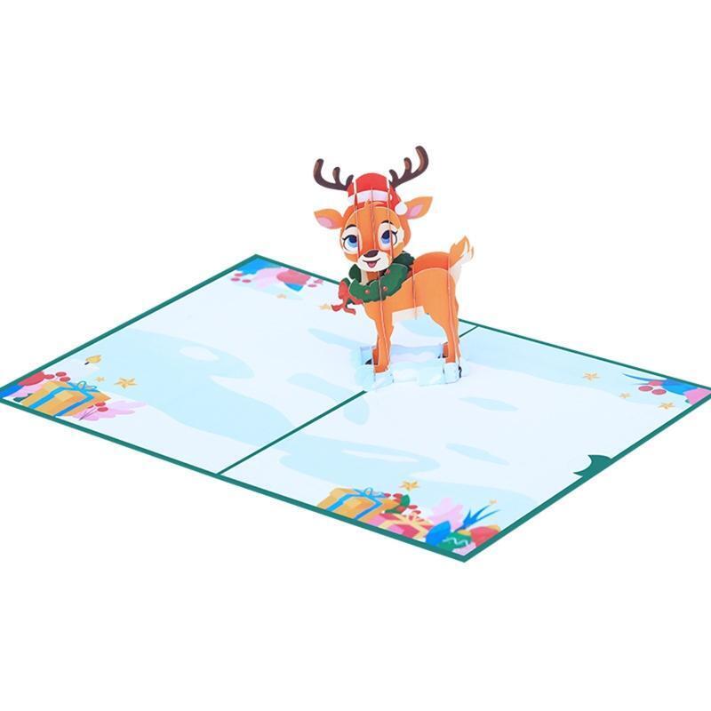 Christmas Deer Card Xmas New Year Greeting Card for Kids Wife Women Husband Gift
