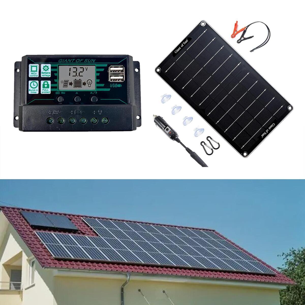 10W Solar Panel Kit Monocrystalline Battery Charger for Boat RV Trip Picnic
