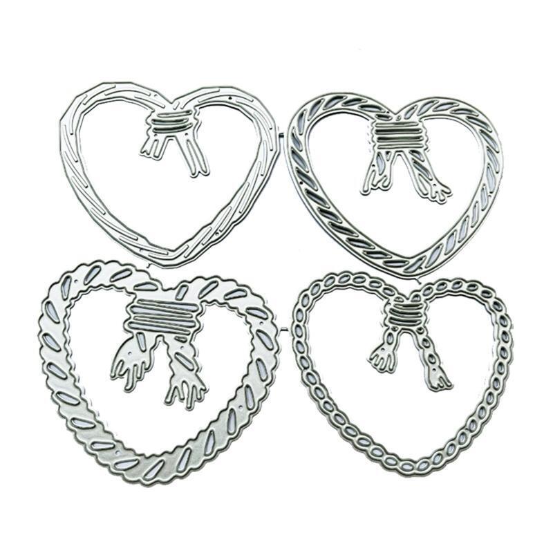 4Pcs/Set Knot Rope Love Heart Metal Cutting Dies Stencil DIY Embossing Template