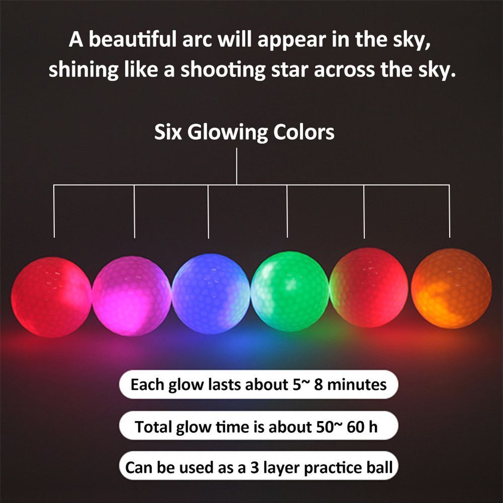 Light Up LED Golf Balls Glowing Ball Golfing In The Dark Night Training Golf