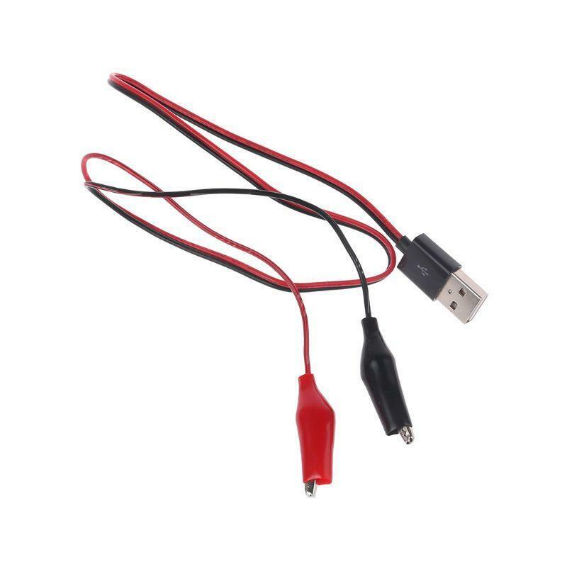 Dual Alligator Test Clip Clamp to USB Male Connector Power Supply Adapter Wire