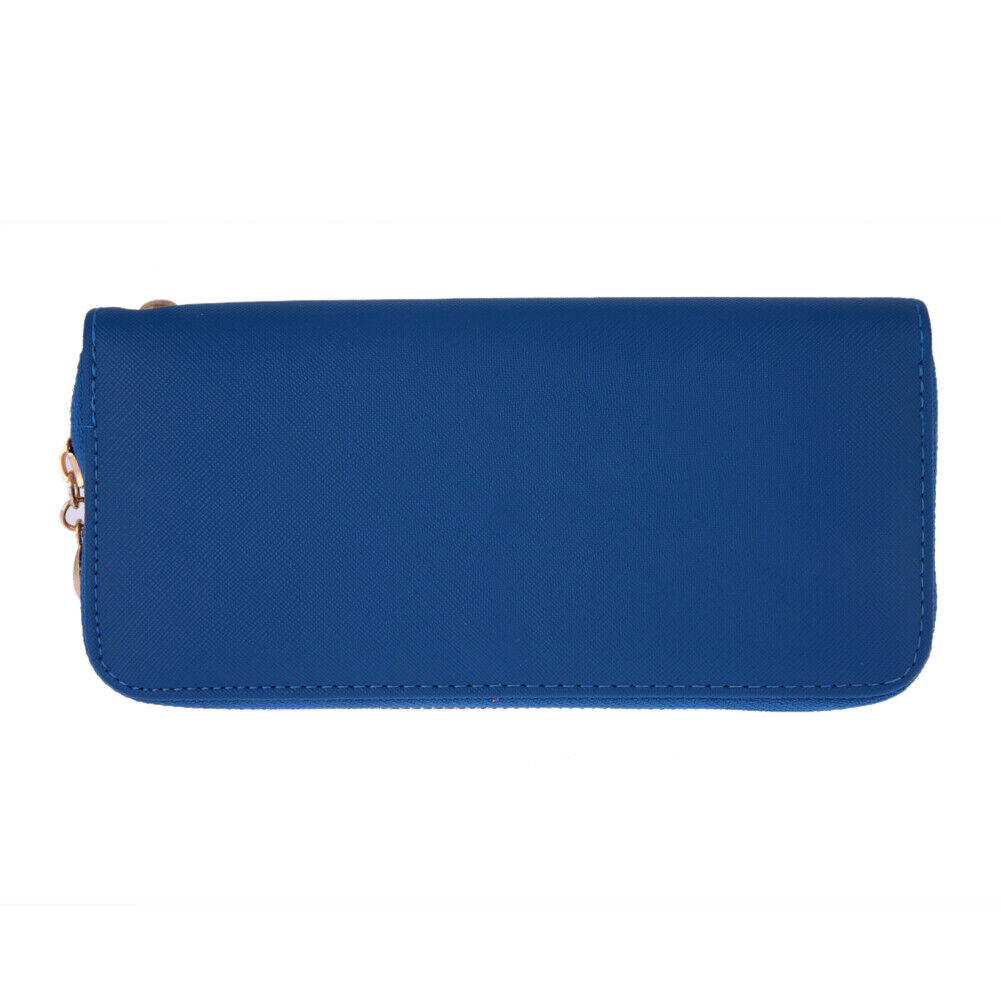 Fashion Lady Women Leather Clutch Wallet Long Card Holder Case Purse(Blue)