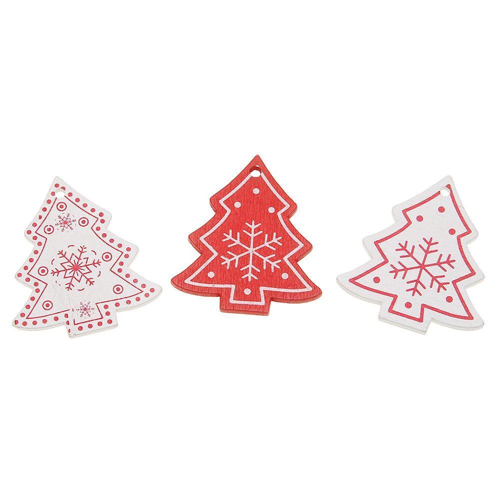 10pcs 5cm Wood Christmas Hanging Ornaments Pendant DIY Xmas Tree Decor (L)