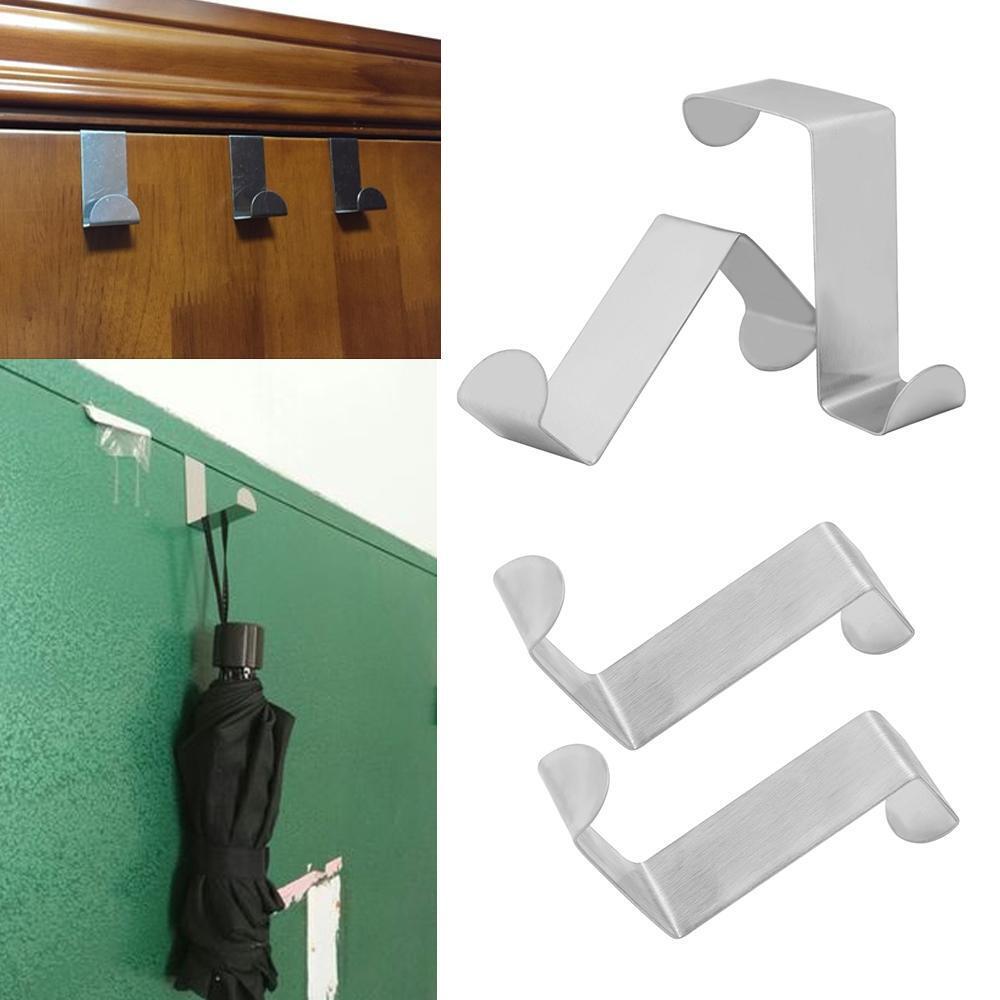 2Pcs New Cabinet Over Stainless Steel Door Hook Hanger Organizer Holder
