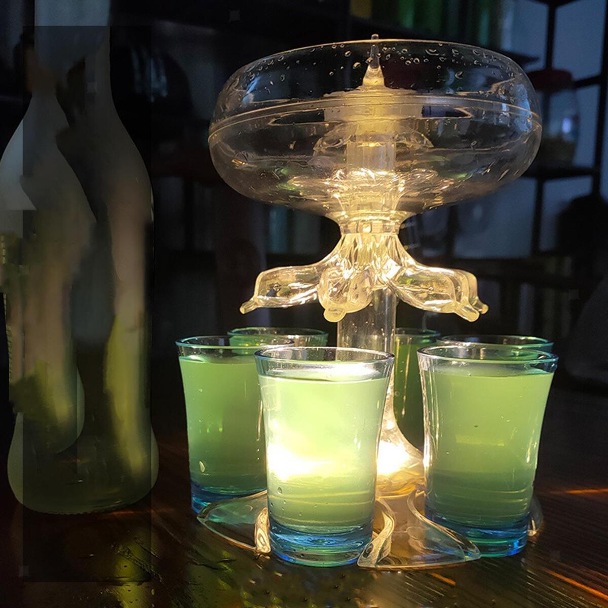 Reusable 6 Shot Glass Wine Dispenser Small Wine Glass and Wine Set for Bar