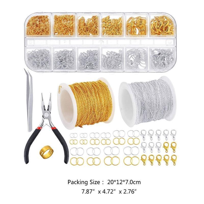 Cross Chain Set Chain Open Rings Lobster Clasps with Curved Tweezers and Pliers