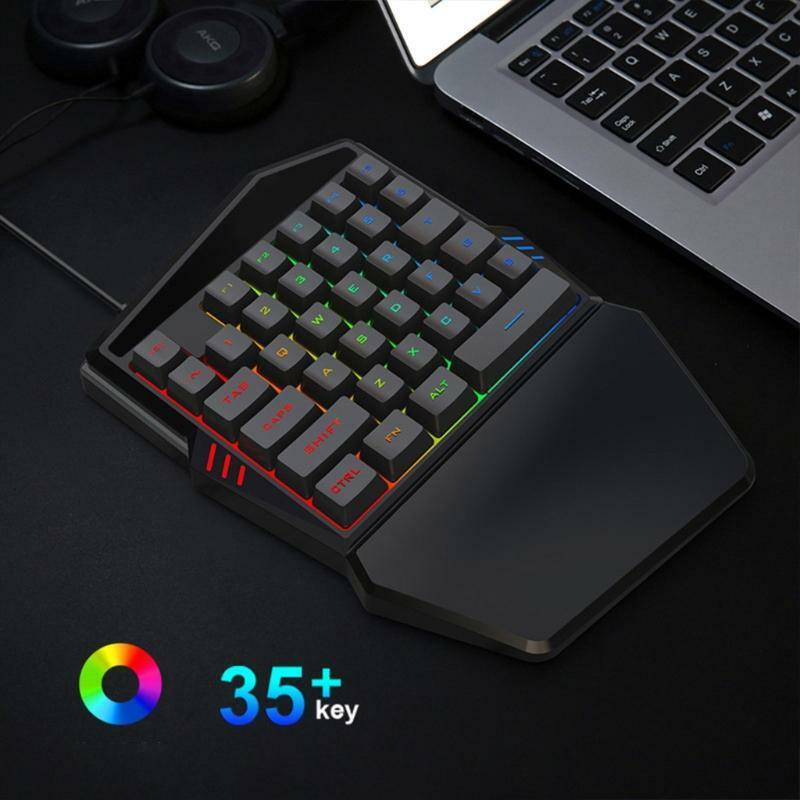 Mini 35 Keys Single Hand Gaming Keyboard RGB Wired Small RGB Backlight Keyboard