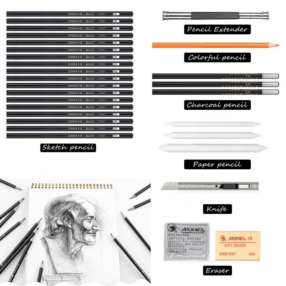 Charcoal Extender Artist Art Painting Supplies Sketch Drawing Pencils Set Kit