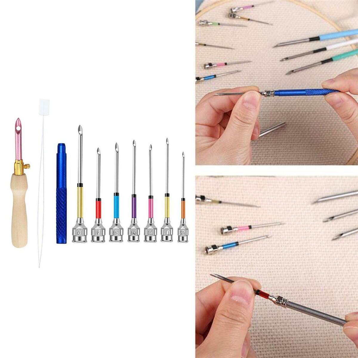 9Pcs Punch Needle Embroidery Kit  Tools Poking Knitting Sewing