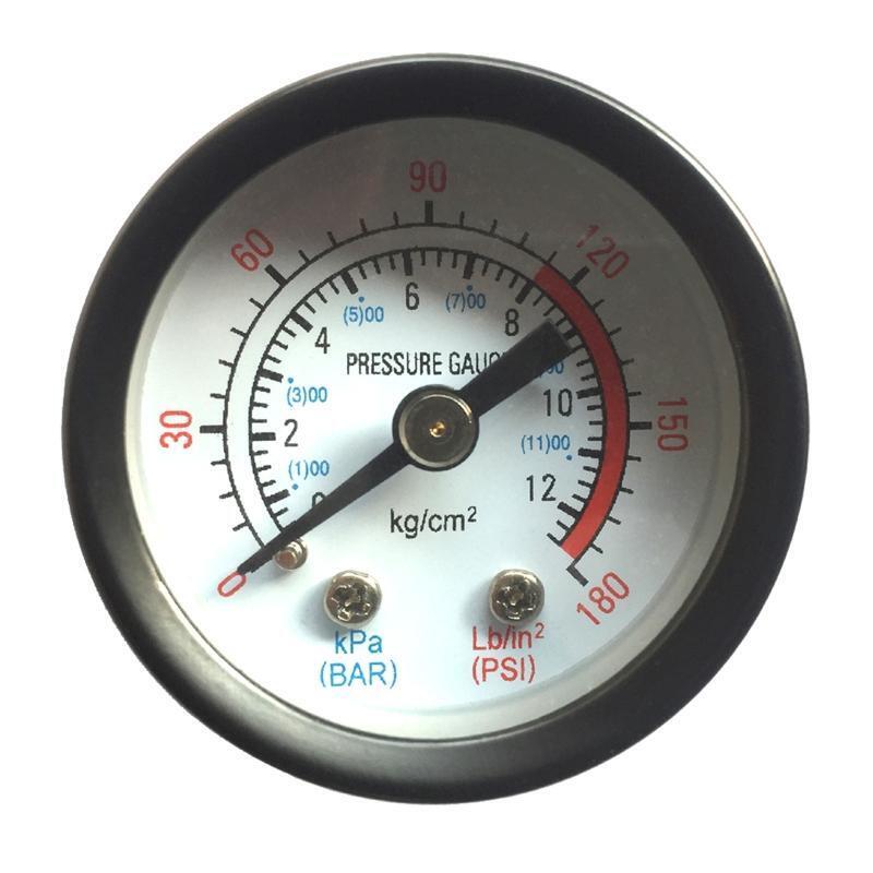 Round Dial 0-180PSI 0-12BAR Pressure Gauge Dual Scal Fluid Pressure Gauge 4.2CM