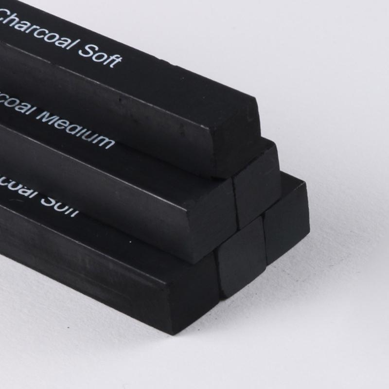6x Square Charcoal Sticks Black Pencil Compressed for Kid Beginners Art Student