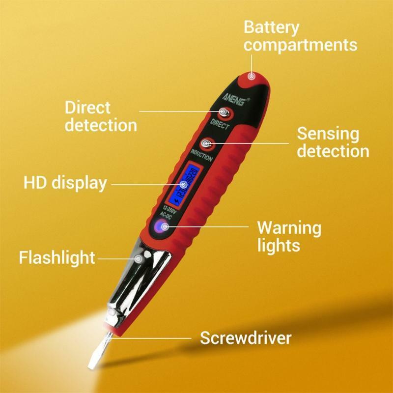 AC DC 12-250V Digital Voltage Tester Pencil Electric Pen Voltage Detector Meter