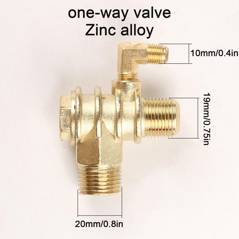 3-Way Air Compressor Check Valve Male Threaded Tube Connector Tool Parts