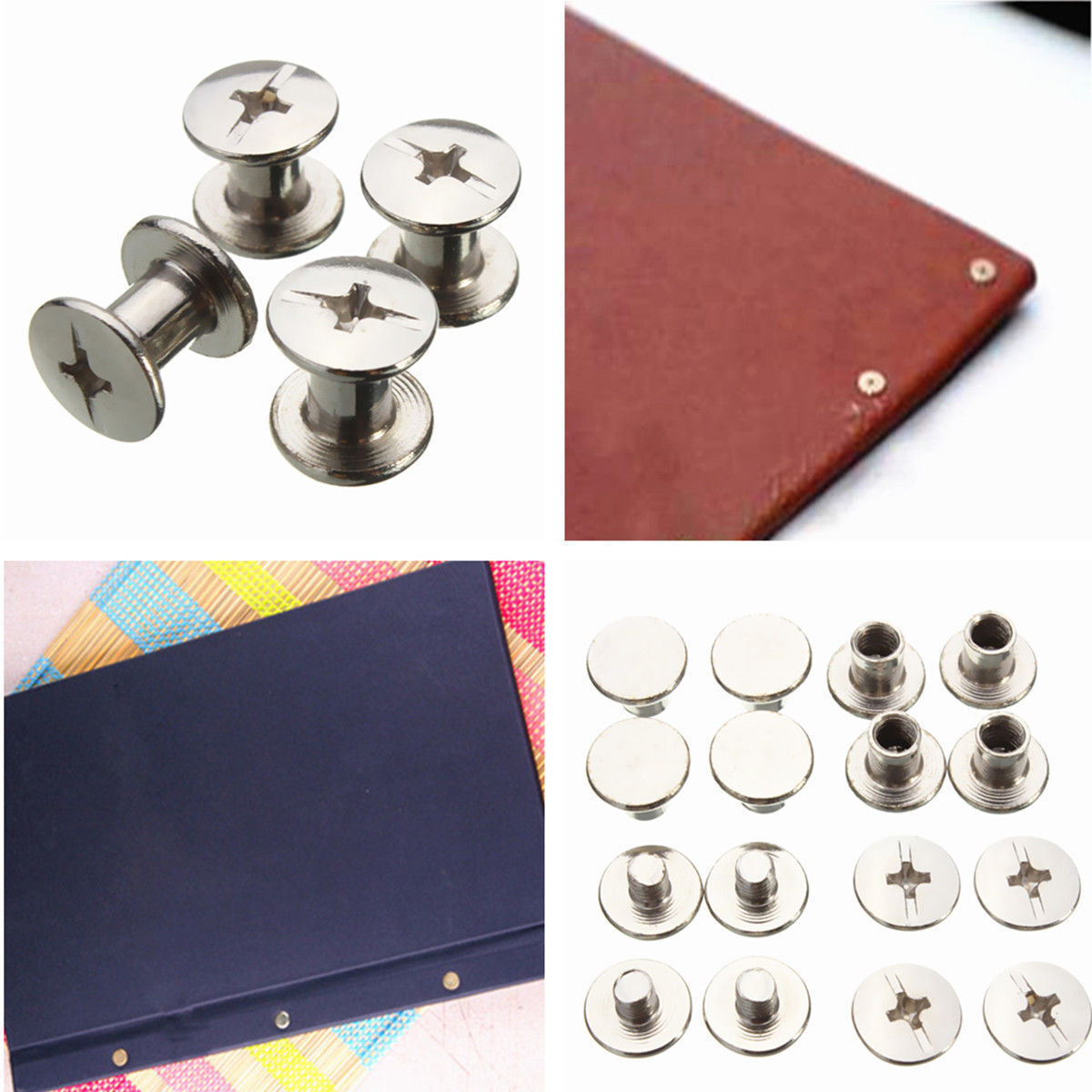 10PCS Nickel Binding Chicago Screws Nail Rivets Album Leather Craft 5x6mm NEW