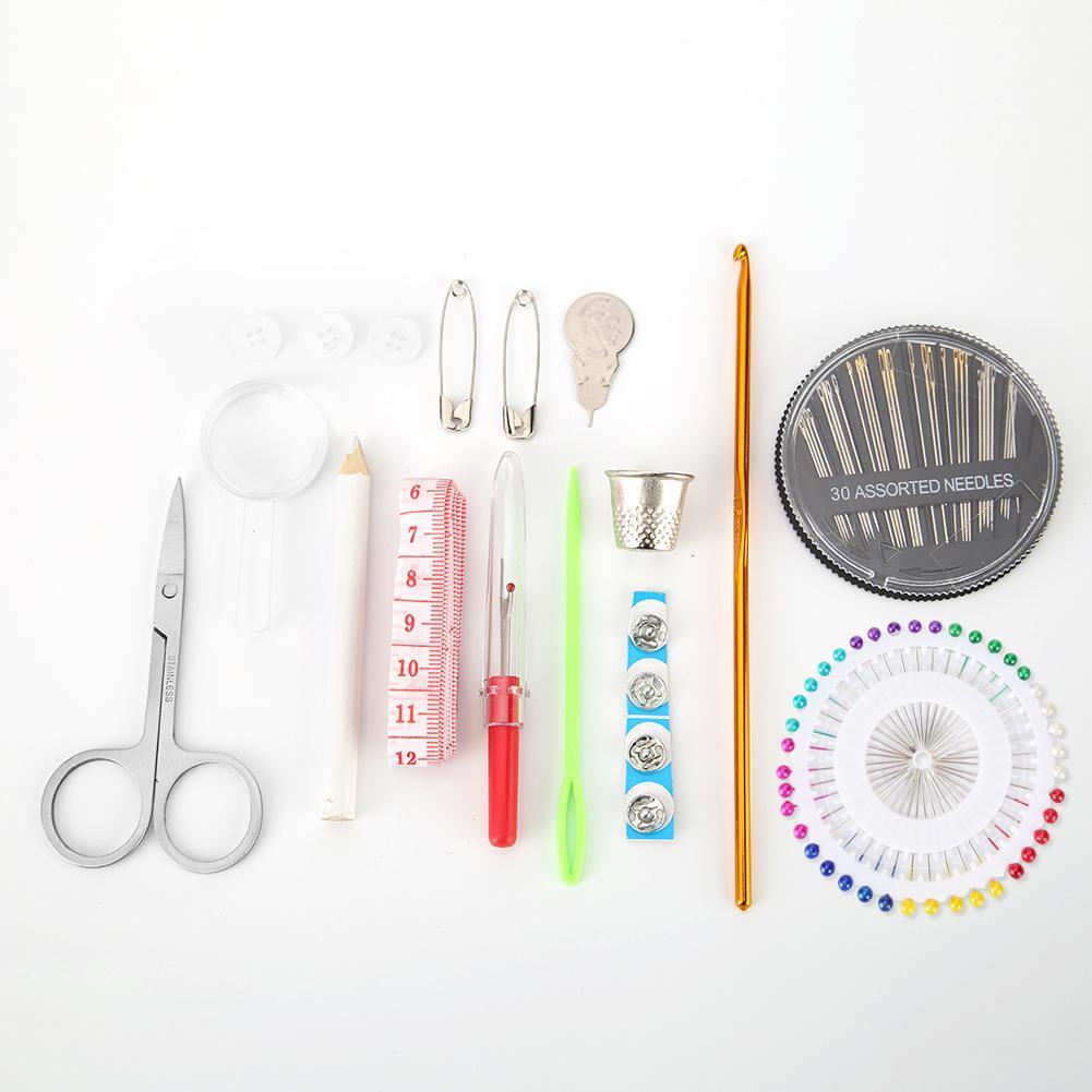 128pcs/set Portable Travel Sewing Box Knitting Needles Tool Quilting Thread