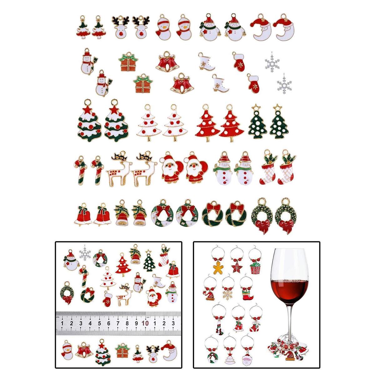 50x Enamel Christmas Charms Pendant Snowman for   Making Necklace