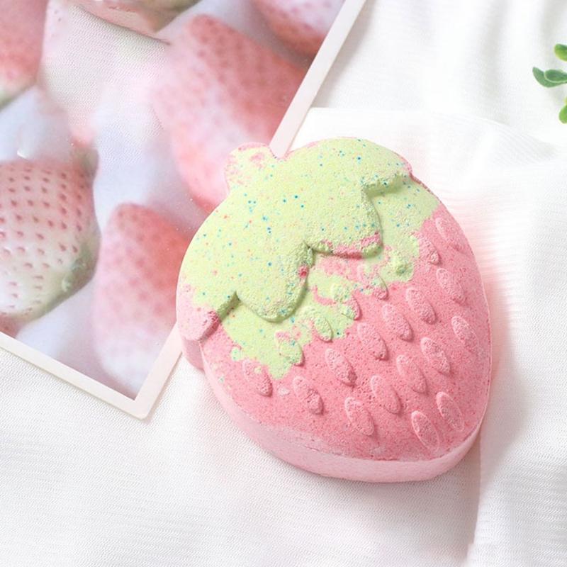 10Pcs Stawberry Shaped Bath Bomb Bubble SPA Ball Exfoliating Oil Control Cleaner