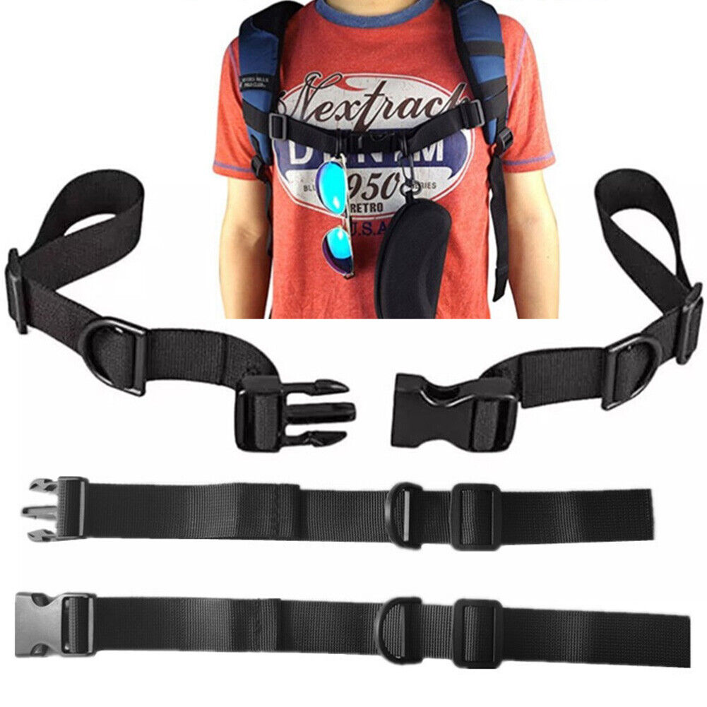 Adjustable Backpack Chest Harness Strap Non-Slip Backpack Straps (Black)
