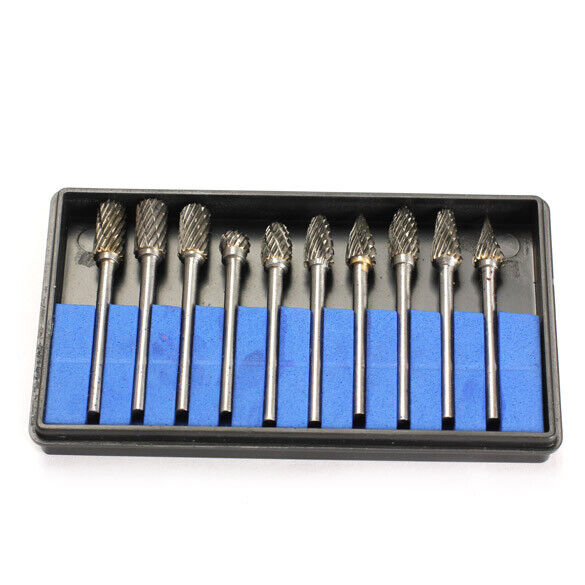 10 pcs Tungsten Steel Solid Carbide Burrs Rotary Files Diamond Burrs Set