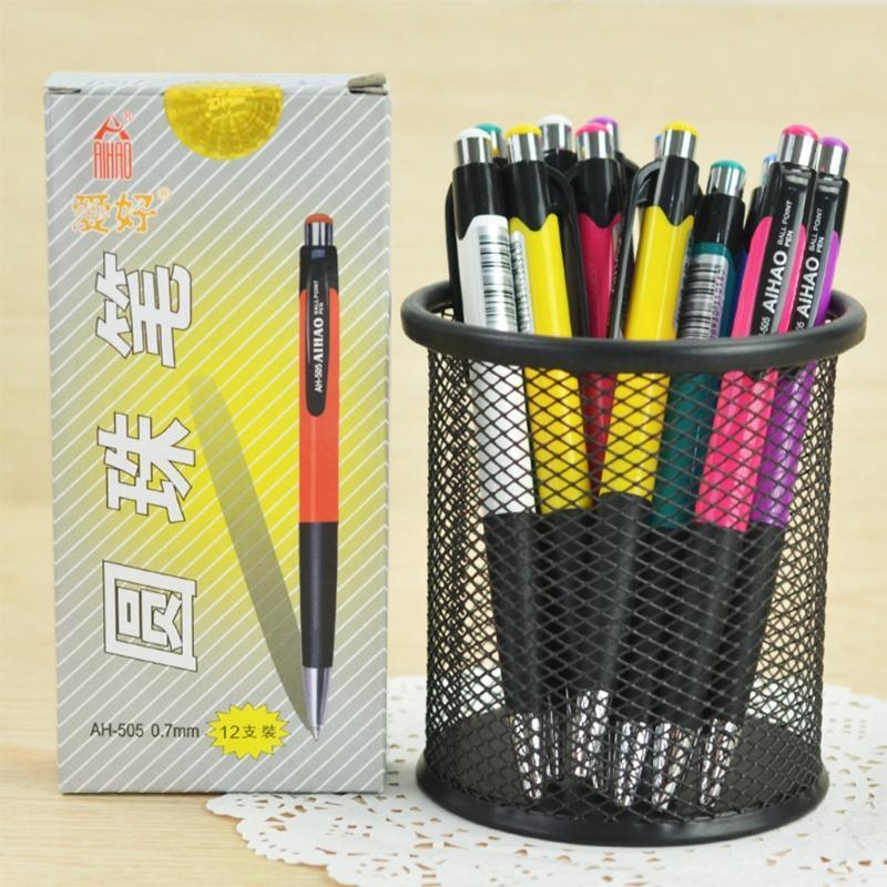 12Pcs 0.7mm Ballpoint Pen Roller Ball Blue Ink Office School Supplies Stationery