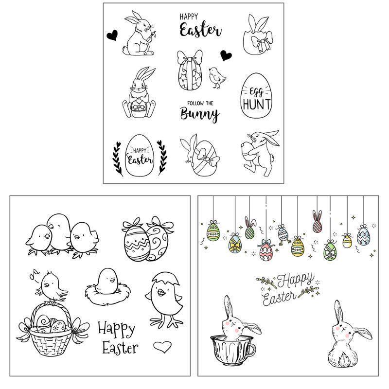 Happy Easter DIY Silicone Clear Stamp Cling Seal Scrapbook Embossing Album Decor