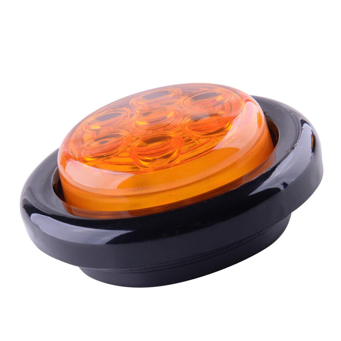 2pc 2" 12V Car Trailer Truck RV LED Amber Round Side Marker Clearance Light Lamp