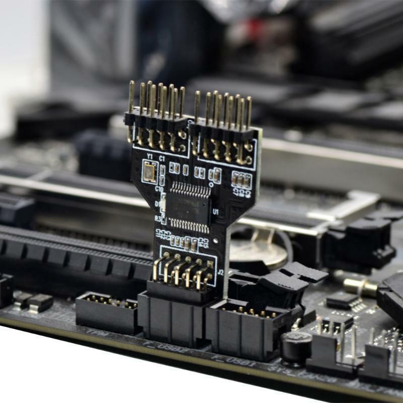 Upgraded USB Hub Internal Splitter 9Pin Header Expansion for Data Reception