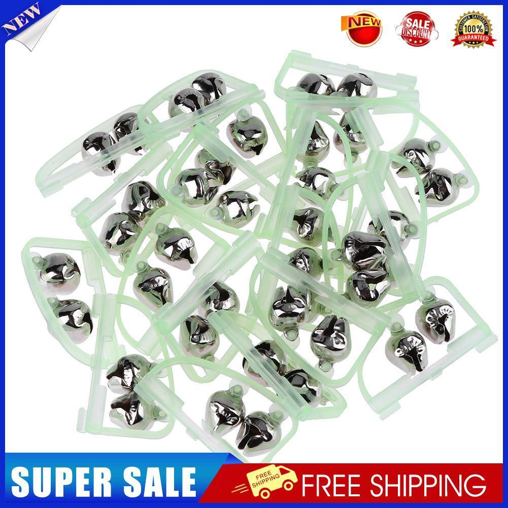 20pcs Fluorescent Fishing Rod Tip Clip Twin Bell Fish Bite Alarm Alert