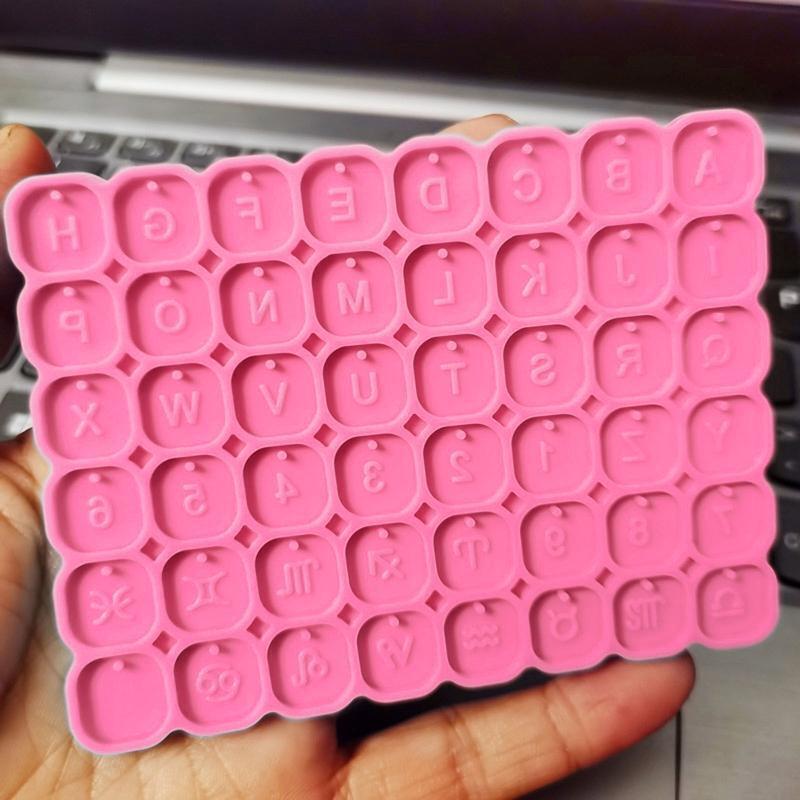 Keychain Silicone Molds Alphabet Letter Zodiac Sign Pendant Silicone Mold DIY