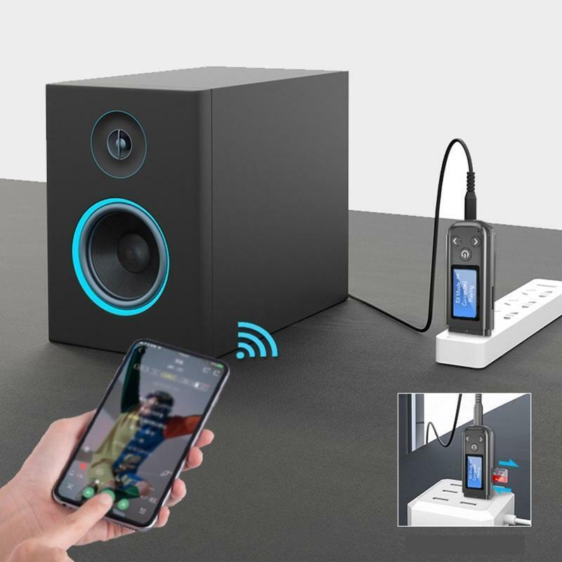 BT5.0 USB Music Receiver Transmitter for PC Car Audio AUX 3.5 Adapter TF Display