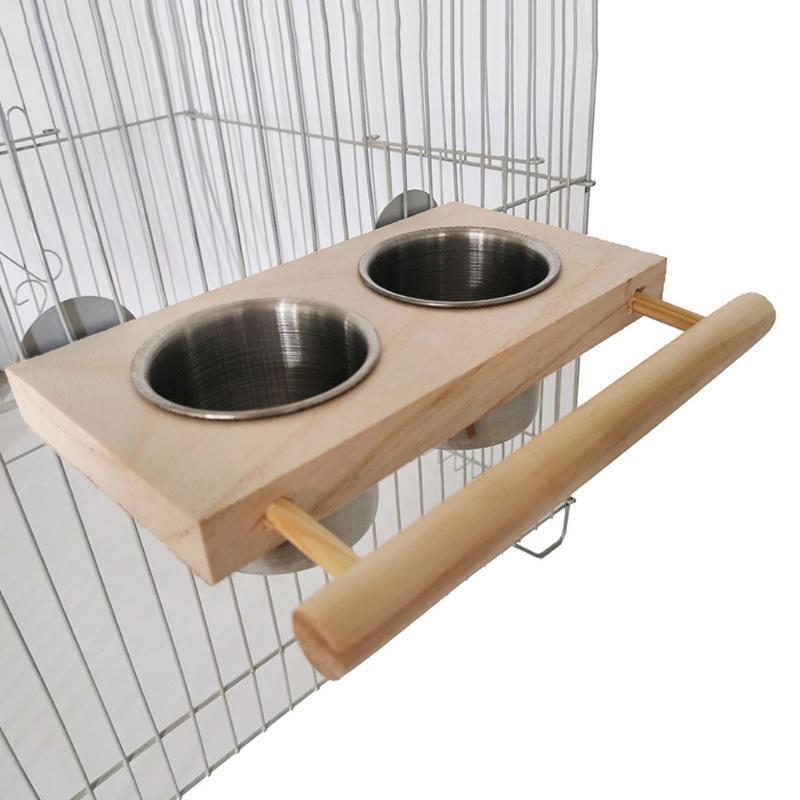 Bird Perch Feeder Detachable Feeding Cups Water Bowl for Lovebirds Cockatoos