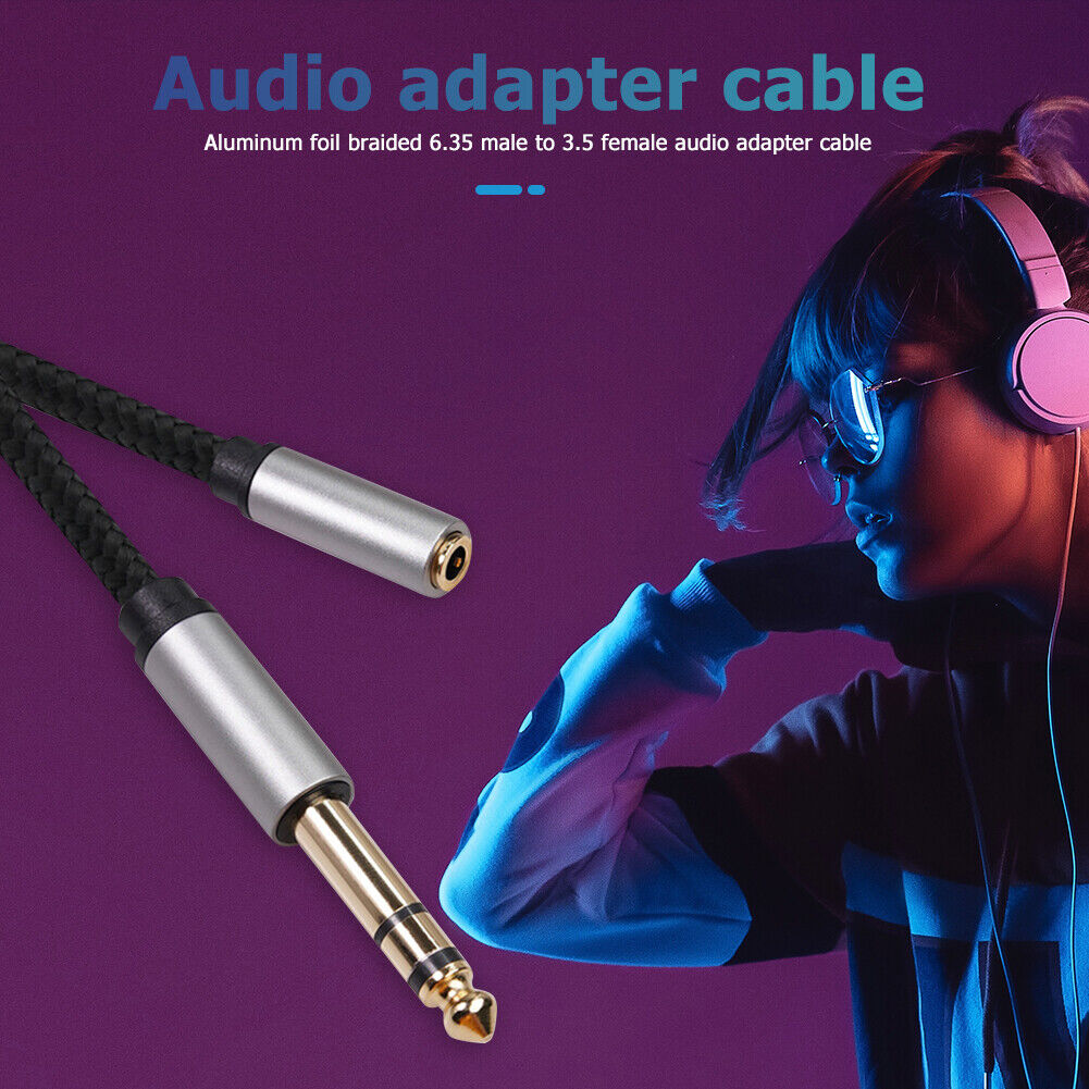 3.5mm Female to 6.35mm Male Cable TRS 1/8 Jack to 1/4 Plug Adapter (1.5m)
