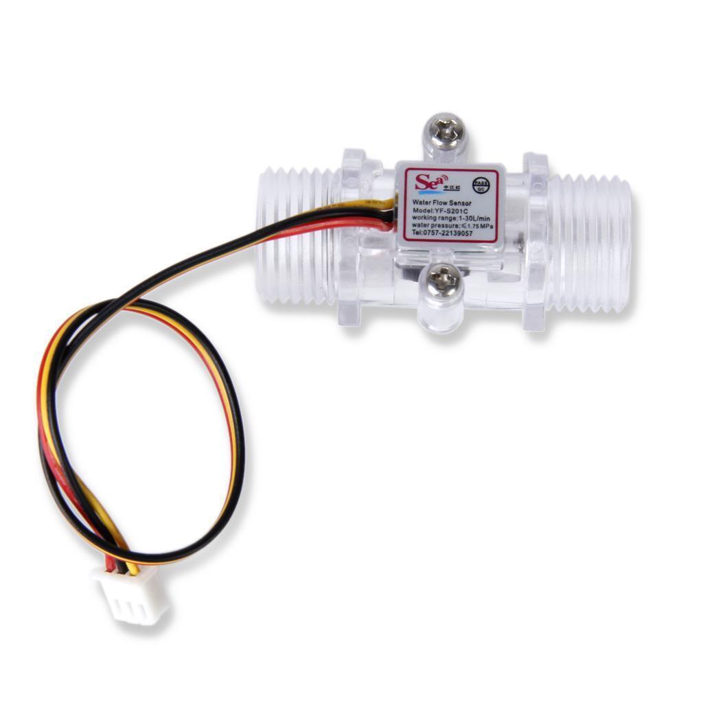 Transparent Water Flow Sensor  Hall Flow Sensor  1-30L/min
