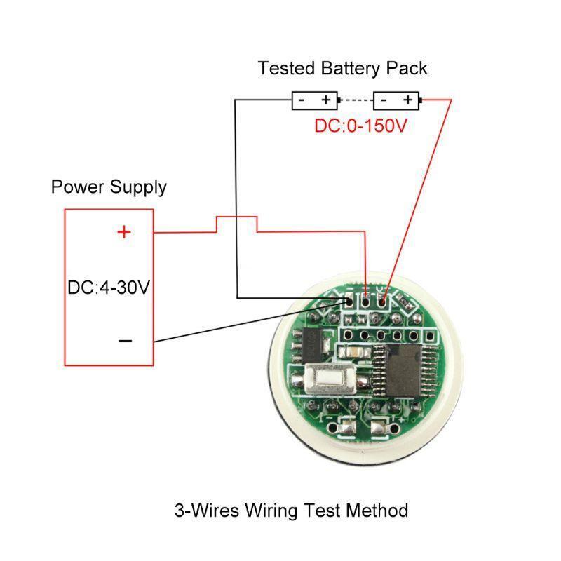 Battery Voltage Meter LED Display Battery Monitor 2/3 Wires DC 0-150V 12/24/60V