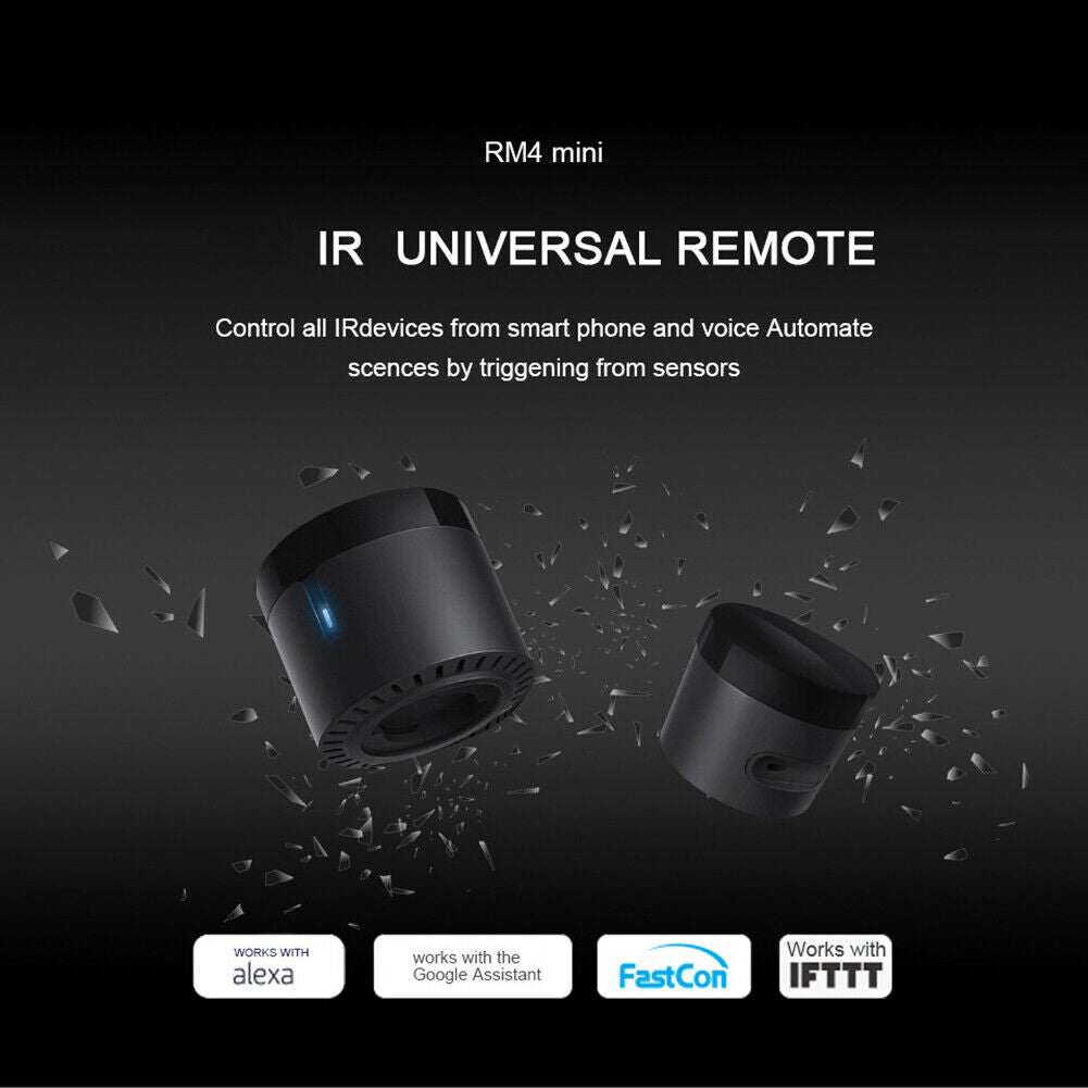 Broadlink RM4 Mini WiFi IR Smart Remote Controller Work with Alexa Google