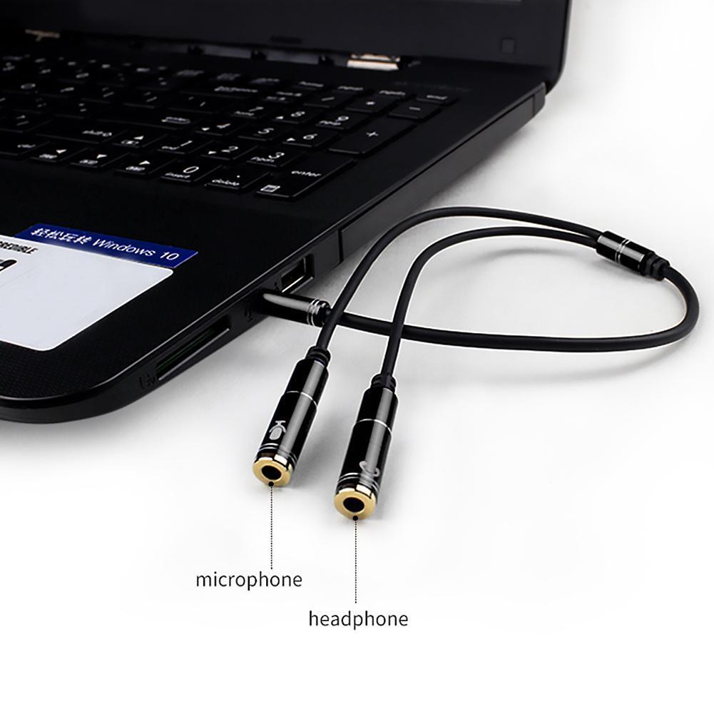 3.5mm Microphone Aux Cable 1 Male 2 Female Audio Cable for Laptop (Black)